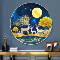 Rich deer cross stitch 2021 new living room scenery elk thread embroidery round small pieces porch in the grid Cotton Cotton