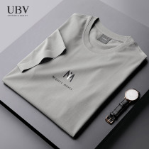Silk light cotton clothes No trace ice silk round collar short sleeve T-shirt for men Summer sashimi casual high-end half sleeve undershirt