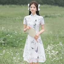 Cheongsam short dress 2021 summer new improved new cheongsam dress everyday thin Chinese style girl