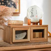 Han solid wood desktop drawer storage box rack Japanese tea set cosmetics stationery and sundries finishing box