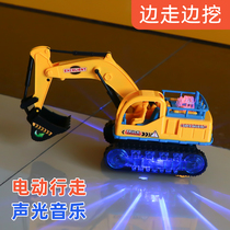 Childrens electric excavator toy car Boy Flash music toy 1-3 years old 5 excavator engineering vehicle digging excavator