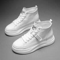 Small white shoes womens spring and autumn 2021 New Net red explosive casual versatile inside increased Korean leather high-top womens shoes