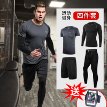 Fitness clothes mens suits three or four sets of equipment night running clothes sweating outdoor tights gym sportswear