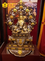 Nepal Lotus Master Buddha statue one meter Buddha statue red copper gilt gilt gilded gold Buddha statue with jinglion 1 1m