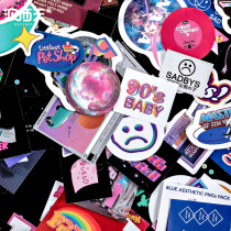 European and American Handbooks sticker Steam Wave Radio Cool Love Hearts English Astronaut Hands Tent DIY Decorative Material Sticker