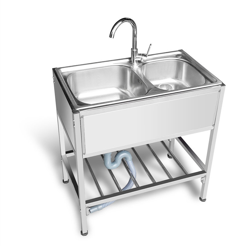 Kitchen stainless steel simple sink Double slot Single slot with bracket wash basin with baffle sink Dish wash basin