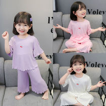 Girls Modal pajamas Summer female baby cute swimsuit Childrens childrens air conditioning clothes thin girls home clothes