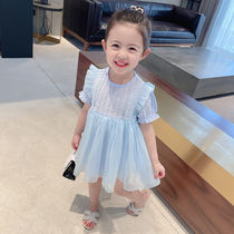 Summer new foreign style swimsuit net red lace dress 2 baby 3 child 4 summer princess skirt 5-year-old girl
