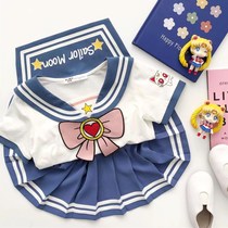 Girls 2021 new summer beautiful girl warrior suit skirt cute sailor pleated skirt Korean two-piece set
