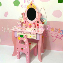 Birthday gift children simulation wooden dressing table princess makeup table house girl storage box haircut toys