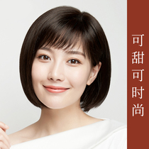 Bobo head wig set short hair wig female real hair natural hairstyle fluffy bobo net red shape middle-aged mother