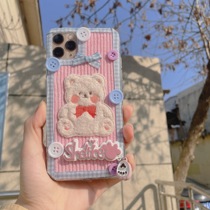 Cutie doll (button bear sauce) iPhone13 original hairy cute bear handmade phone case