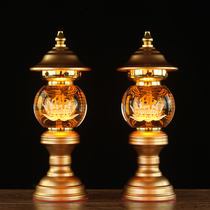led colorful crystal lotus lamp Buddha lamp front Buddha Xiantang Guanyin Fortune God Changming lamp pair plug-in household