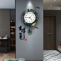 Modern decorative living room home wall clock New Chinese style simple light luxury wall watch Fashion Net red creative quartz clock