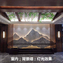 Natural snow wave stone slice background wall Chinese-style courtyard fake landscape landscape interior and exterior decorative lighting screen shadow wall