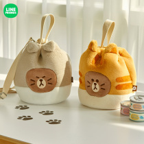 LINE FRIENDS KITTEN series brownie bear bucket bag cute corset mouth hand carry shoulder bag