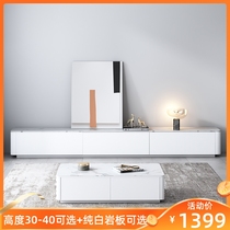 Nordic modern minimalist rock plate TV cabinet Tea Table Combined Marble Whole MINIMA SMALL HOUSEHOLD SOLID WOOD DRAWER