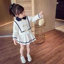 Girl Set Spring 2021 New Children Korean version of foreign style college style skirt two-piece girl Net red dress