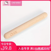 Learn kitchen KITTY Cat joint rolling pin solid wood household small non-stick childrens baking tool artifact