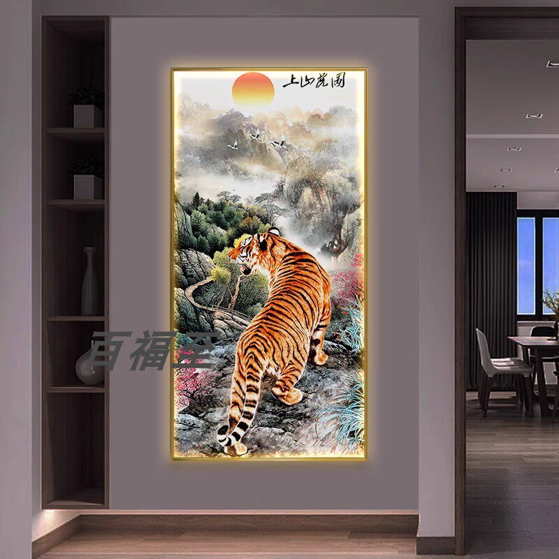 张善子上山虎图 中国画 掛け軸 水墨画 和室 玄関 茶室 壁掛け 美術品 上山虎挂画-上山虎挂画促销价格、上山虎挂画品牌- 淘宝