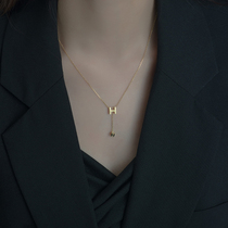 925 sterling silver necklace female H letter light luxury niche design sense 2021 New Tide sweater chain choker