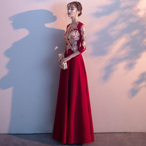 Chinese bride toast cheongsam 2021 New engagement size fat mm wedding evening dress dress dress woman simple atmosphere