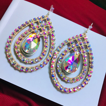 Belly dance earrings earrings jewelry 2020 New Oriental dance performance exaggerated accessories women handmade color diamond double-sided diamond