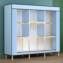 Reinforced simple wardrobe rental room with wooden hanging wardrobe household bedroom solid wood cloth wardrobe small strong and durable
