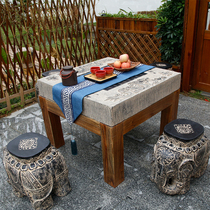 Chinese chess tea table Art Courtyard decoration decoration balcony small yard tea art set imitation stone carving outdoor coffee table