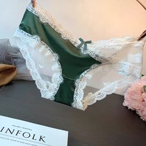 Lower $ 15 ; comfortable and trace - free mesh lace underpants female sensation triangle low waist pure cotton crotch fashion