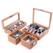 Watch storage box Window open pear wood grain leather watch packaging finishing box Set up a stall bracelet plate watch shelf