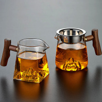 Sygin Heat Resistant Glass Justice Cup Wood made of Snow Mountain Gongcup Side The View Mountain Gongcup thickened Sub-tea Tea Leaking Tea Sea
