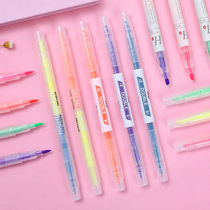 6-set double-head highlighter jelly color cute oblique head student key mark eye-catching marker soft double color