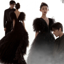 Photo studio New theme clothing meticulous painting black wedding couple photo photography Street Photo tailing dress