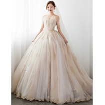 French main light wedding dress 2021 new bride Barb big tailing luxury temperament small Man senior atmosphere