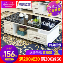 Round corner coffee table small apartment simple modern flower table TV cabinet combination tea table glass coffee table table living room household
