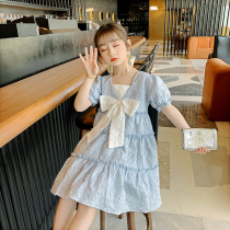  Girls  dresses summer clothes big childrens Western style net red princess skirt 2021 new childrens summer bubble sleeve skirt