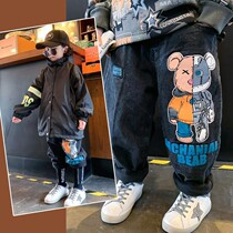 2021 autumn and winter New Korean boys jeans foreign air straight pants soft boys winter pants plus velvet thickened
