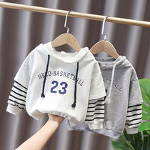 Fake two men and women Children base shirt tide childrens clothing boy T sleeve 2021 spring and autumn children hooded clothes children