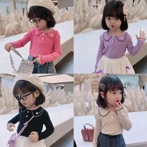 2021 autumn new childrens clothing slim-fit bottoming shirt childrens Western style doll shirt girls long-sleeved t-shirt middle and small childrens Korean