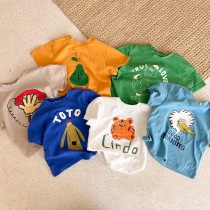 Childrens Short Sleeve T - Shirt 2022 Summer New Boy and Girl Cartoon Printed Baby Summer Clothing Sweater