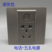 Dark grey 86 Type of voice Phone CAT3 Info 4 Core 2 Core Five holes 10A Power supply RJ11 Wall socket Panel