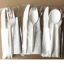 Disposable knife and fork spoon set three-piece set spoon fork knife paper towel independent packaging tableware 100 set