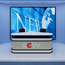 Studio anchor station broadcast table TV station eloquence school training Bar live table host news interview table