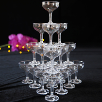 Special price acrylic champagne glass thick plastic goblet wedding champagne tower Cup hotel wedding props