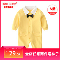 Newborn baby clothes Spring and summer Full Moon 0-3 months cotton male and female baby spring dress college style one-piece suit