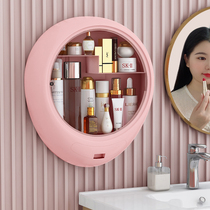Wall-mounted cosmetic storage box Non-punching household large-capacity skin care products lipstick hanging wall bathroom shelf
