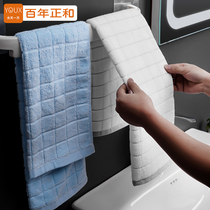 Bathroom towel rack pasted non-perforated kitchen single rod rag hanger toilet thickened towel bar shelf