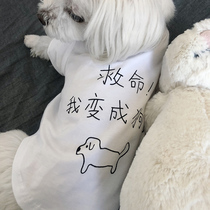 LLA exclusive spring and summer autumn thin funny life-saving dog Teddy Schnauer Bomei Joker white T-shirt dog clothes