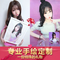 Kyushu Shenzhou painting sketch portrait custom hand drawn watercolor painting figure painting color lead painting sketch Avatar custom painting portrait